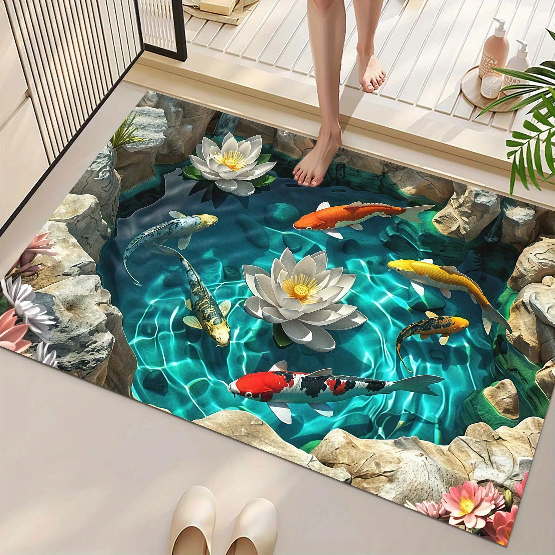 Aquarium Plant Echinodorus - Keset Kamar Mandi 2D Motif Ikan