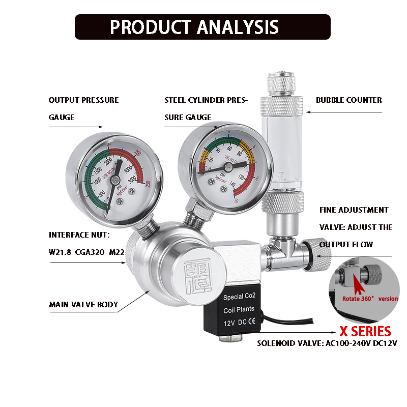 Katup solenoid akuarium, regul - Planted Aquarium Co2 System ulasan dan harga